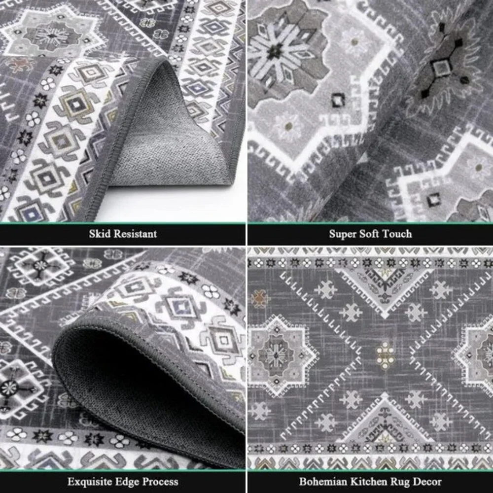 New 3-Piece Boho Kitchen Rug Set, Non-Slip, Washable Mats for Kitchen & Hallway